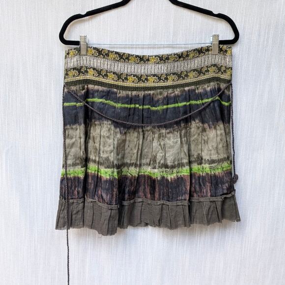 Free People Anna Corinna Boho Reworked Vintage Hand Pleated Dyed Skirt, size M - Picture 3 of 8